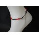 Bracelet de cheville cristal de Swarovski light siam et hématite 2x soit rouge et rouge