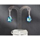 Boucles d'oreilles argent 925 gouttes baroque cristal de Swarovski bermuda blue