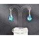 Boucles d'oreilles argent 925 gouttes baroque cristal de Swarovski bermuda blue