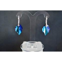 Boucles d'oreilles cristal, argent 925, Feuille bermuda blue
