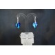 Boucles d'oreilles argent 925 et Feuille cristal de Swarovski bermuda blue