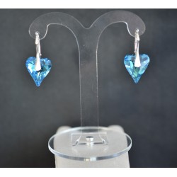 Boucles d'oreilles cristal, argent 925, coeur Wild, aquamarine ab