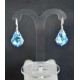 Boucles d'oreilles argent 925 et goutte baroque crystal blue