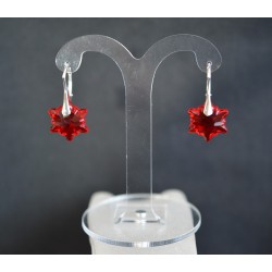 Boucles d'oreilles argent 925 et Edelweiss Flower cristal de Swarovski light siam
