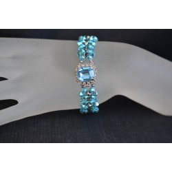 Bracelet cristal, turquoise  ab2x, light chrome ab2x