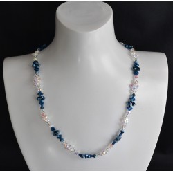 Collier cristal Swarovski, bijou mode, metallic blue 2x, crystal ab2x, "océan"