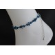 ﻿Bracelet de cheville Swarovski, bijou corps, cristal Swarovksi, metallic blue 2x