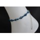 ﻿Bracelet de cheville Swarovski, bijou corps, cristal Swarovksi, metallic blue 2x