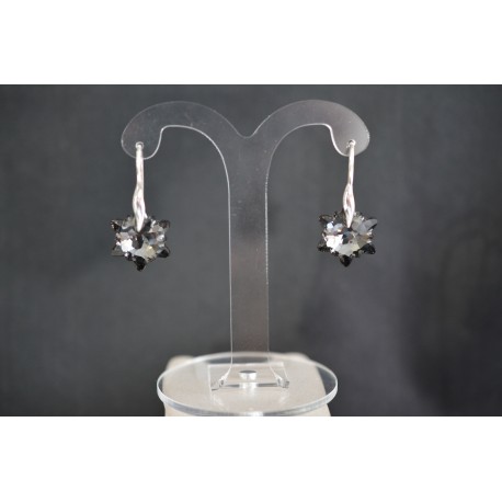 Boucles d'oreilles Swarovski, argent 925, bijoux femme, Edelweiss Swarovski, mode, crystal silver night