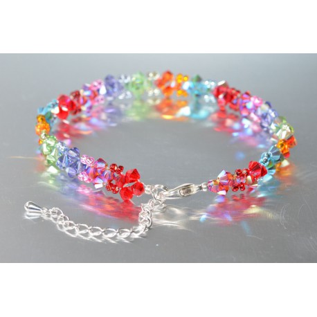 Bracelet de cheville en cristal de Swarovski le "Pétillant" multicolores