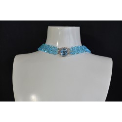 Ras de cou cristal Swarovski, femme, aquamarine ab2x, bijoux mode, bleu azur