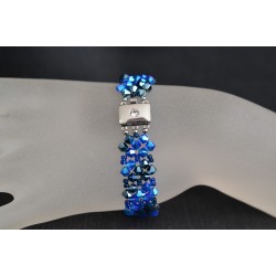 Bracelet cristal Swarovski, bijou mode, manchette, majestic blue ab2x, metallic blue, femme