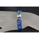 Bracelet cristal, manchette, majestic blue ab2x, metallic blue