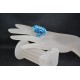 Bague cristal Swarovski, bijou femme, hérisson allongée, nuance de 4 bleus, luxe