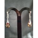 Boucles d'oreilles cristal, argent 925,  Metallic Cap Pear, Light Topaz Colorado Light Chrome