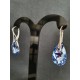 Boucles d'oreilles Swarovski, chic, bijou luxe, argent 925, Goutte Pear 6106, mode, Light Sapphire Comet Argent Light, femme