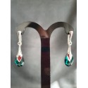 Boucles d'oreilles cristal, argent 925, Metallic Cap Pear, Emerald