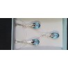 Cristal Swarovski, parure argent 925, Goutte 6565 Metallic Cap Pear, boucles d'oreilles, pendentif, aquamarine