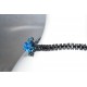 Ras le cou cristal de Swarovski noir hématite 2X avec fleur bermuda blue ab