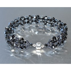 Bracelet en cristal, large manchette, hématite 2x, fermoir aimant