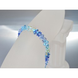 Bracelet en cristal, fin dégradé de bleu