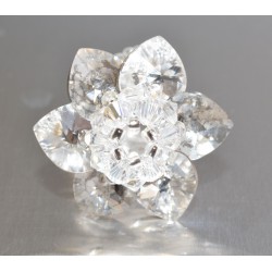 Bague cristal de Swarovski jolie fleur crystal silver patina et crystal silver night