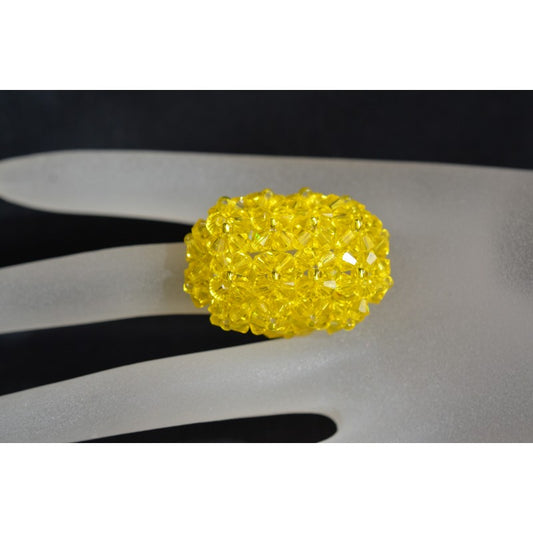 Crystal ring, women's jewelry, elongated hedgehog, citrine, luxury