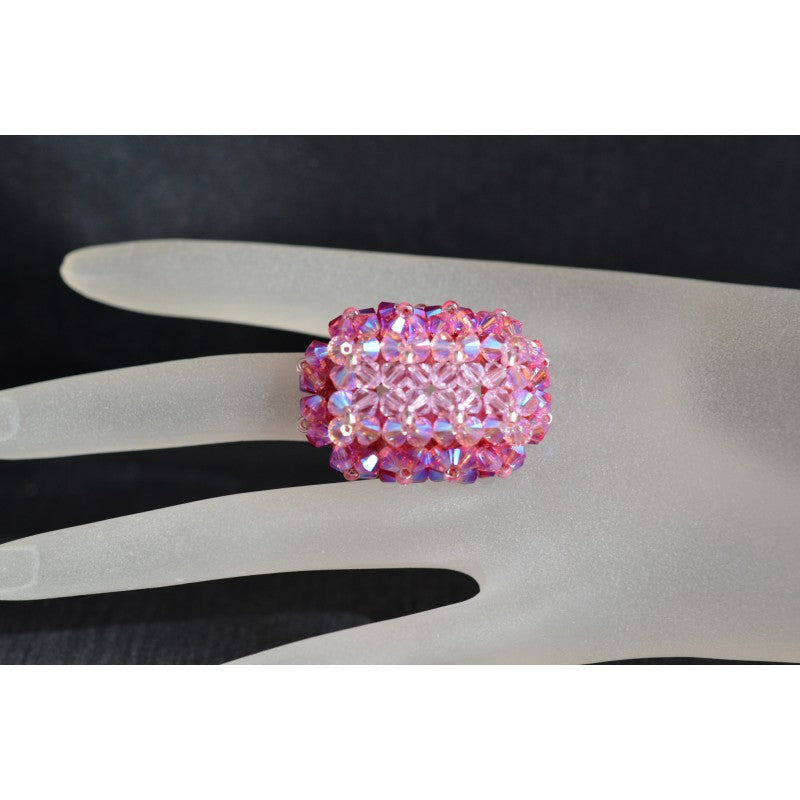 Crystal ring, women's jewelry, elongated hedgehog, shade of 4 roses, luxury