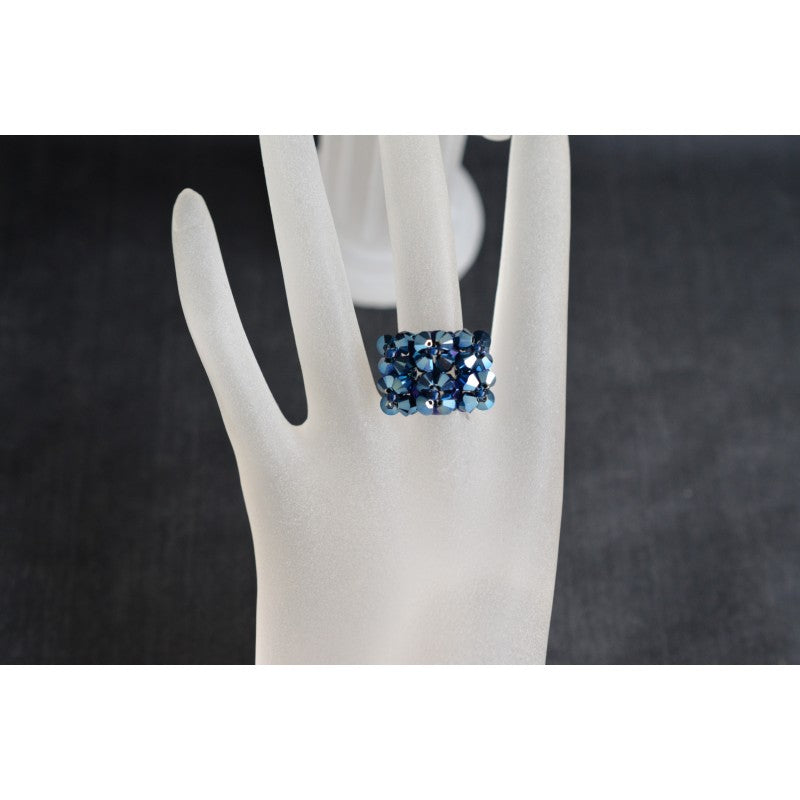 Crystal ring, women's jewelry, metallic blue ab2x, fashion, navy blue