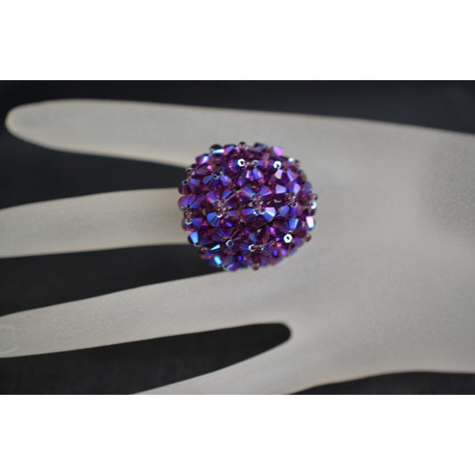 Crystal ring, chic, amethyst shimmer, modern, purple, luxury