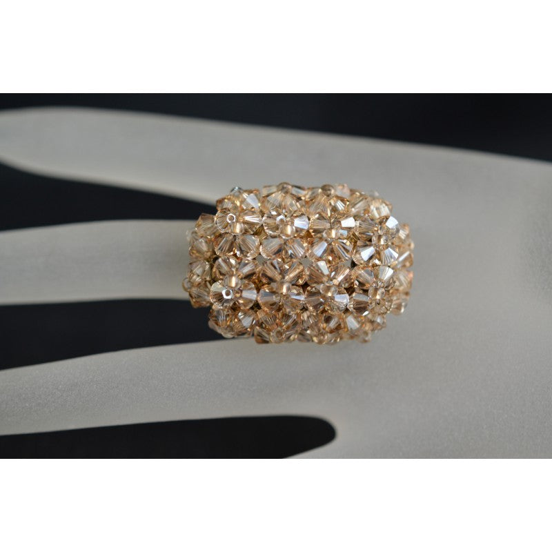 Bague en cristal, crystal golden shadow, or