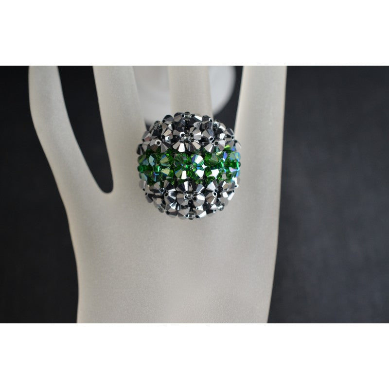 Crystal ring, crystal light chrome 2x, fern green