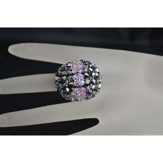 Bague en cristal, crystal light chrome 2x, rosaline