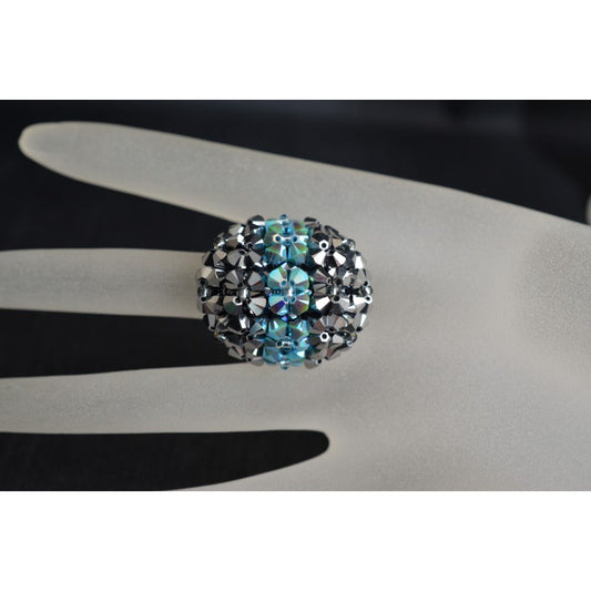 Crystal ring, crystal light chrome 2x, turquoise ab2x