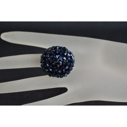 Crystal ring, dark indigo, blue