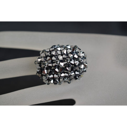 Crystal ring, woman, light chrome ab2x, luxury