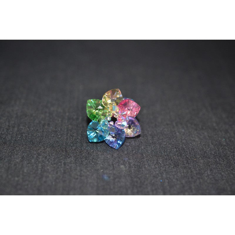 Crystal ring, flower, Rainbow