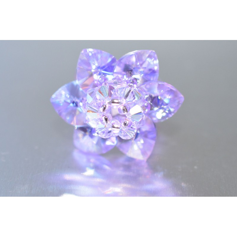 Crystal ring, purple flower ab