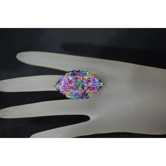 Crystal ring, fashion, multicolor, marquise ring, women's jewelry, rainbow