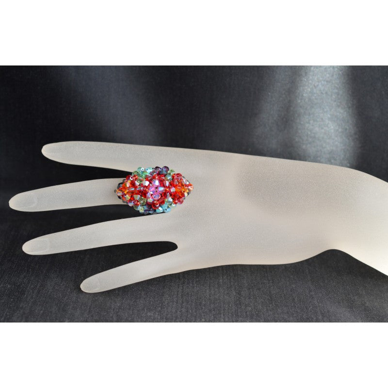 Bague en cristal, mode, multicolore, bague marquise, bijou femme, multicolore
