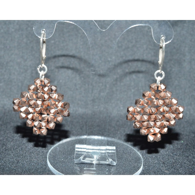 Crystal earrings, 925 silver, rose gold crystal diamond 2x