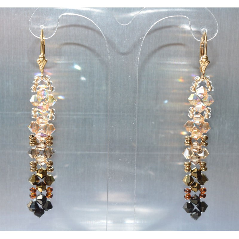 Brown shades of crystal earrings