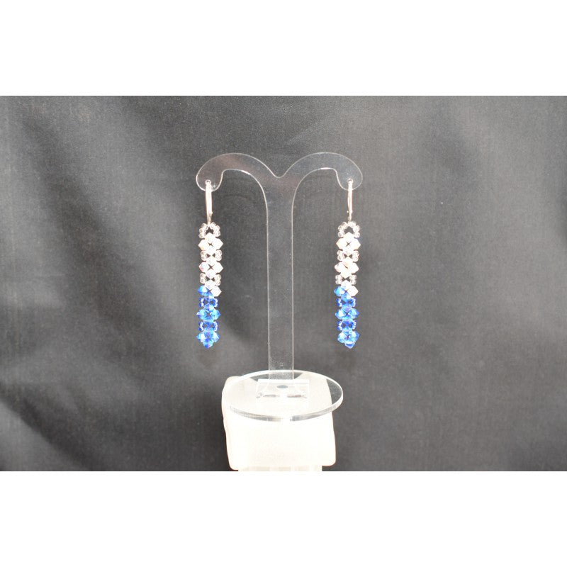 Boucles d'oreille cristal, dormeuses argent 925, cristal ab2x, sapphire ab2x