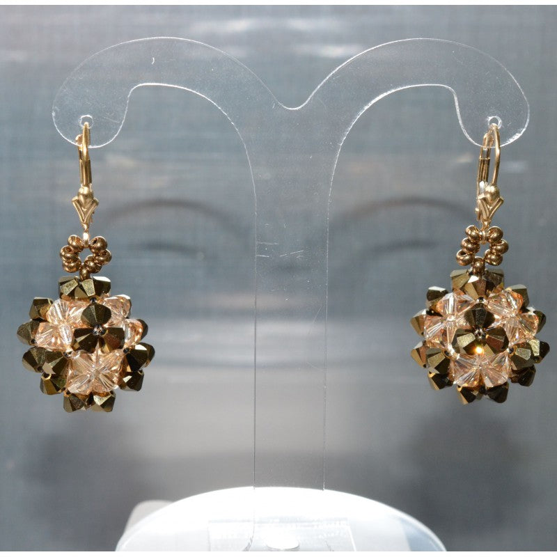 2x Dorado Bronze and Golden Shadow Crystal Earrings