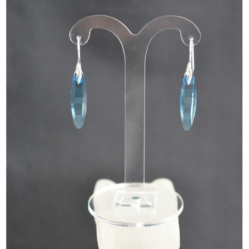 Crystal earrings, 925 silver, Aquamarine Ellipse