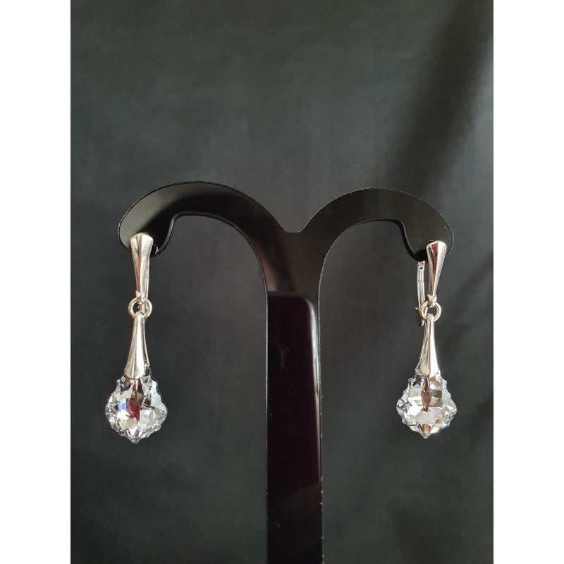 Boucles d'oreilles cristal, argent 925, Goutte Baroque, Cristal Comet Argent Light