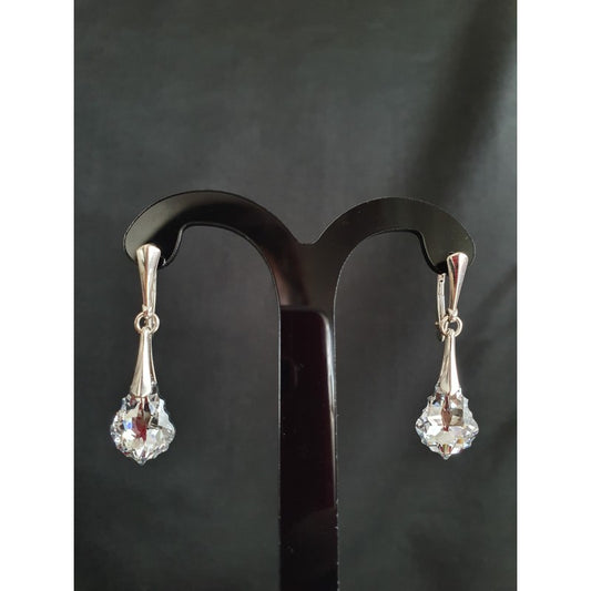 Crystal earrings, 925 silver, Baroque drop, Light Silver Comet Crystal