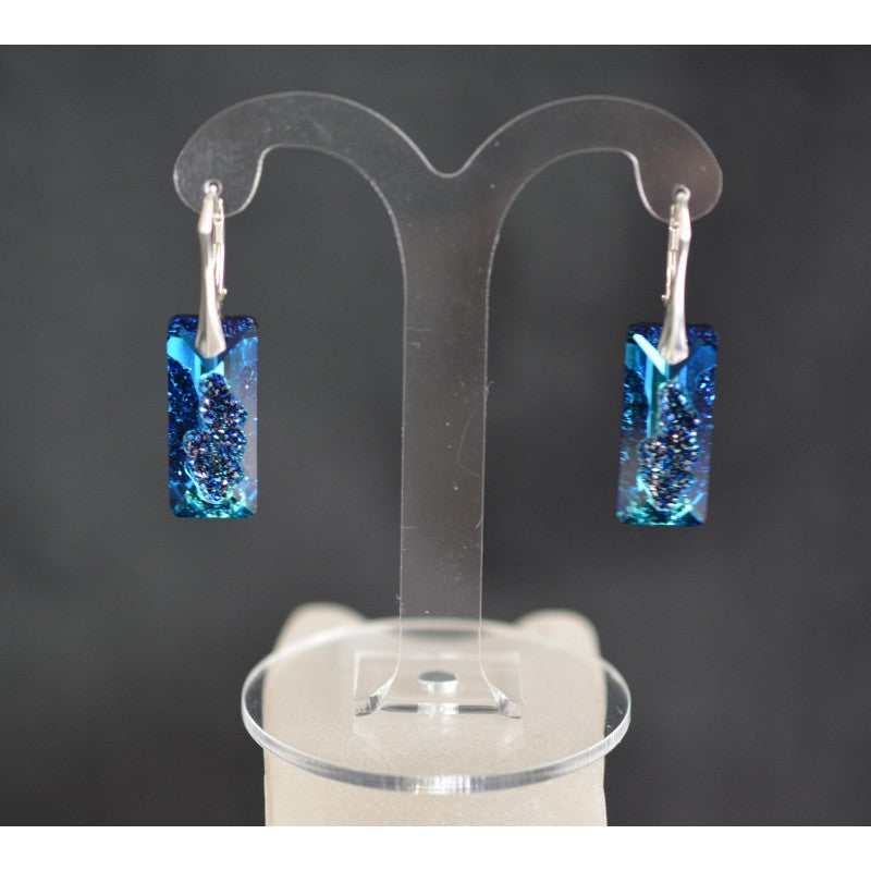 Boucles d'oreilles cristal, argent 925, Pendentif Growing, Cristal Bermuda Blue