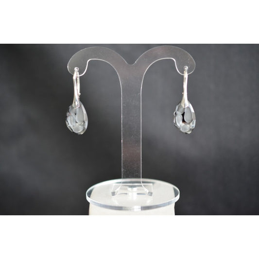 Crystal earrings, 925 silver, Radiolarian crystal silver night