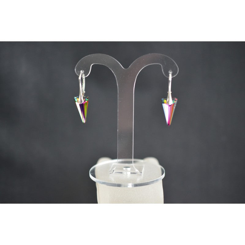 Crystal earrings, 925 silver, Skipe, medium stained glass crystal